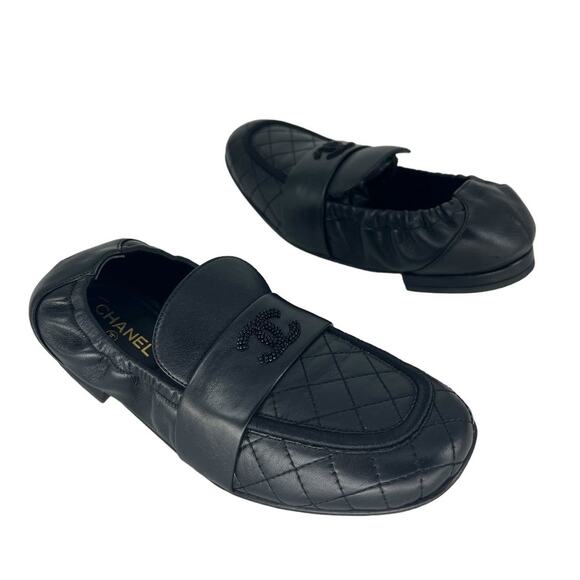 Chanel 2019 Lambskin Quilted Elastic CC Moccasin Loafers - Picture 6 of 16